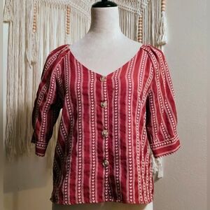 Harper Cinnamon Bohemian Embroidered Blouse Size S